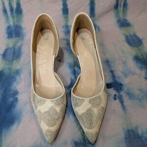 Peter Kaiser Cream Patterned D'Orsay Stiletto Pumps Size 6.5